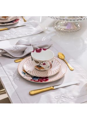 Conjunto Jogo Americano Bella Mesa Laccio Grigio 100% Algodão