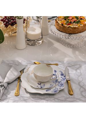 Conjunto Jogo Americano Bella Mesa Rametto Grigio 100% Algodão