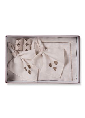 Kit com 6 Conjuntos Jogo Americano Bella Mesa Monstera 30% Linho 70% Tencel