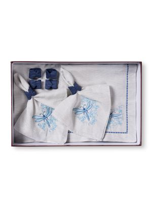 Kit com 6 Conjuntos Jogo Americano Bella Mesa Volare Blu 30% Linho 70% Tencel